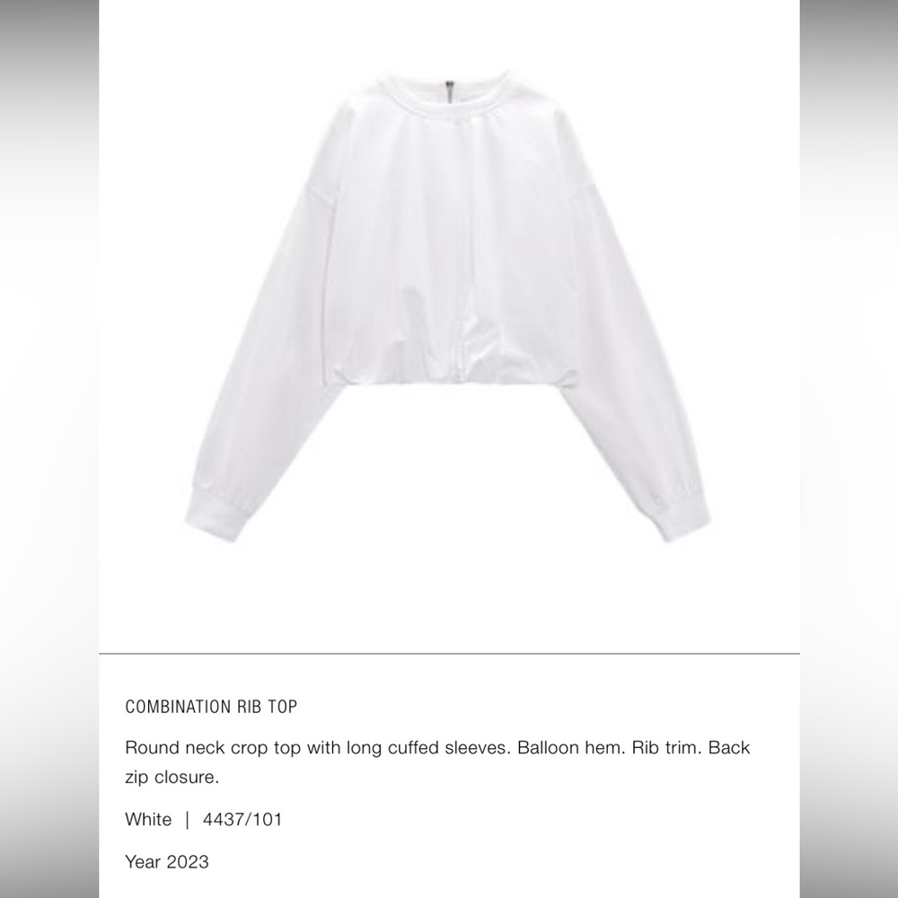 Zara Combination Rib Top (M) White